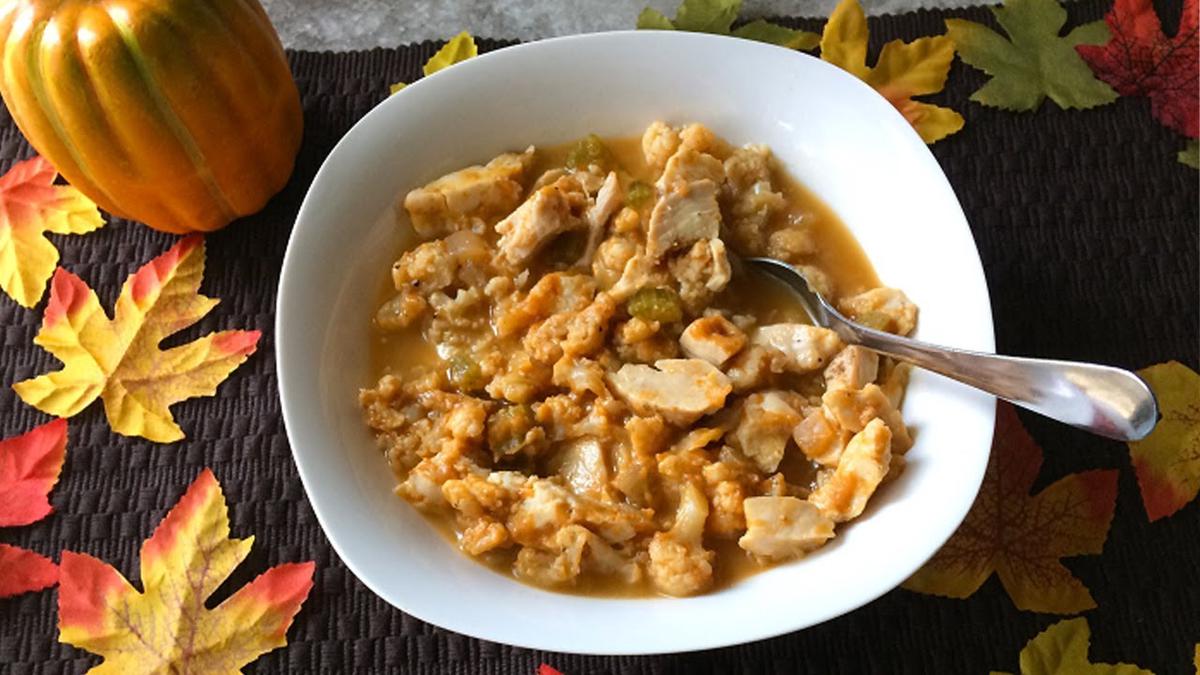'Video thumbnail for Keto Slow Cooker Chicken Pumpkin Stew'