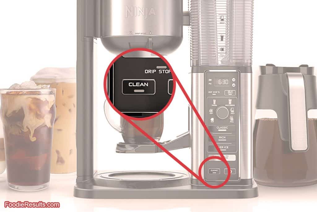 Clean button on coffee maker