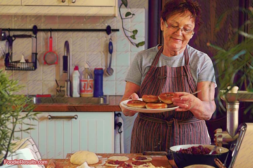 Grandma admiring her cooking